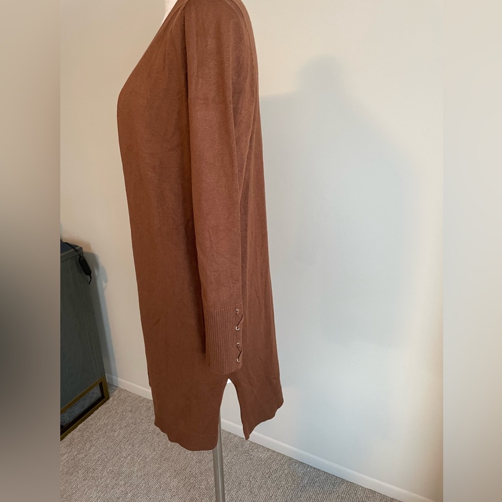 JM Collection Chocolate Brown Knit Cardigan - Picture 3 of 6